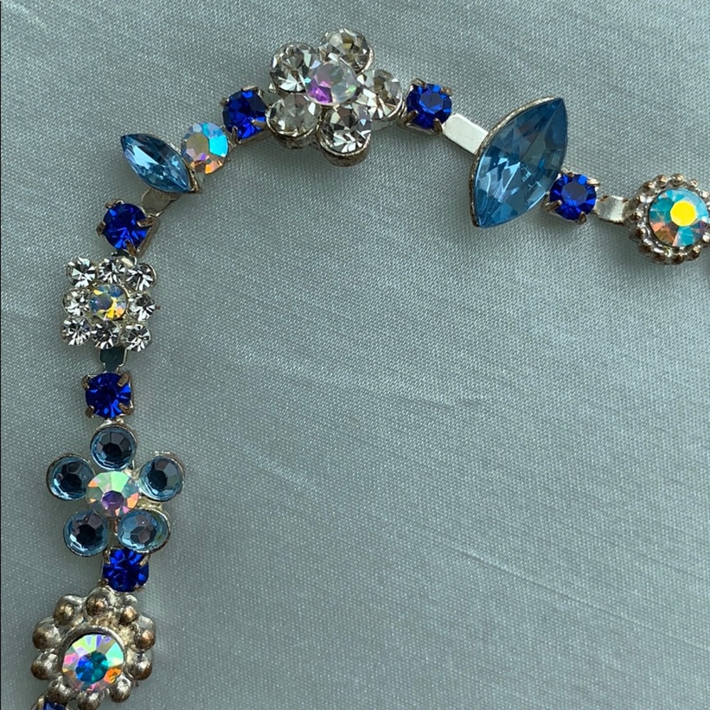 Bracelet with blue glass & rhinestones silver-tone - Picture 2 of 8